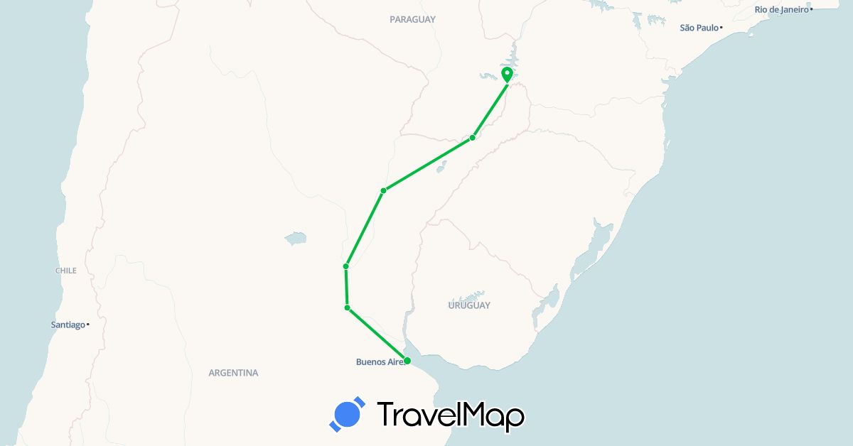 TravelMap itinerary: driving, bus in Argentina (South America)